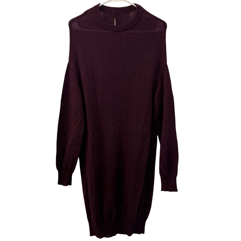 CEDRIC CHARLIER Mohair Blend Knit Long Sweater Burgundy Sweater‎ Dress Size 10